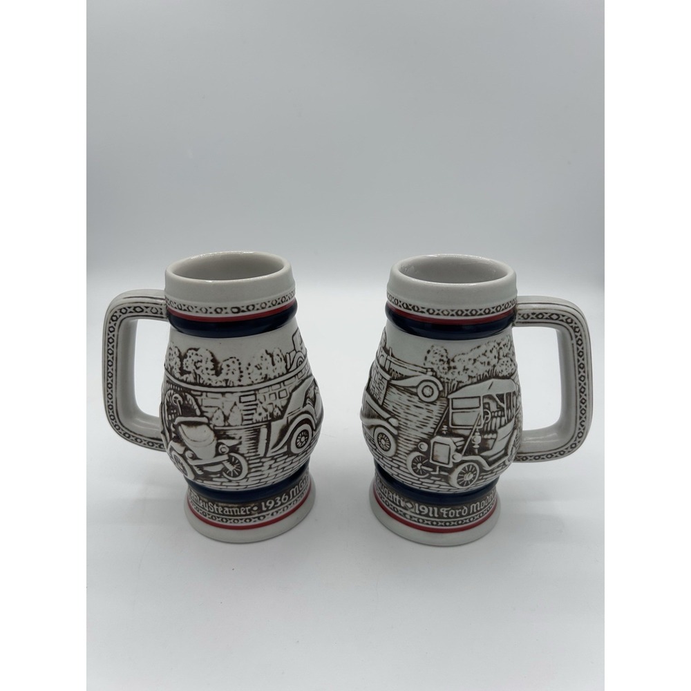 Vintage Avon Mini Steins 5" Car Models Set 2 Beer Cup Mug Collectibles Cefamarte
